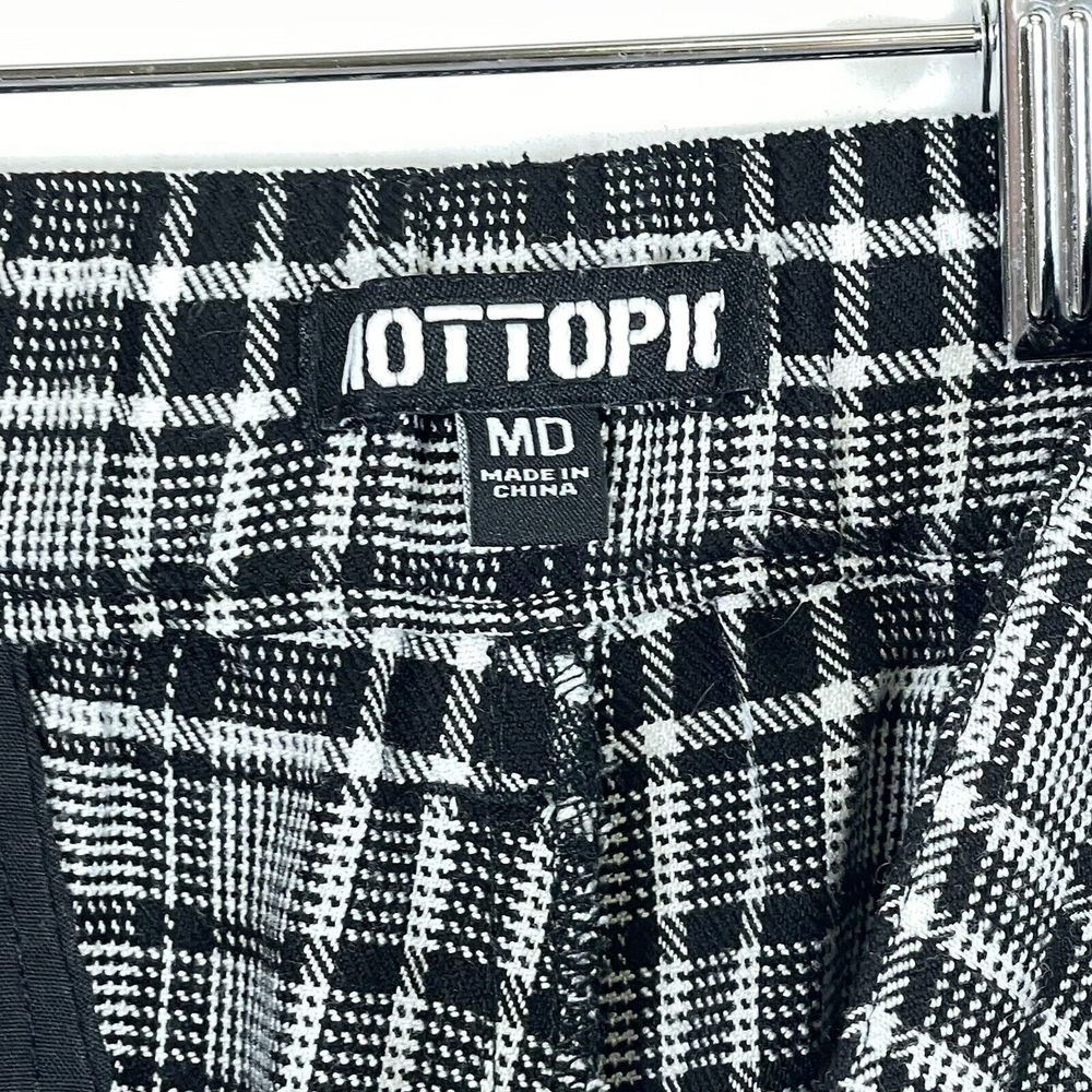 Hot Topic Plaid Trousers Womens Medium Black White Dark Academia Grunge Alt - Picture 7 of 8